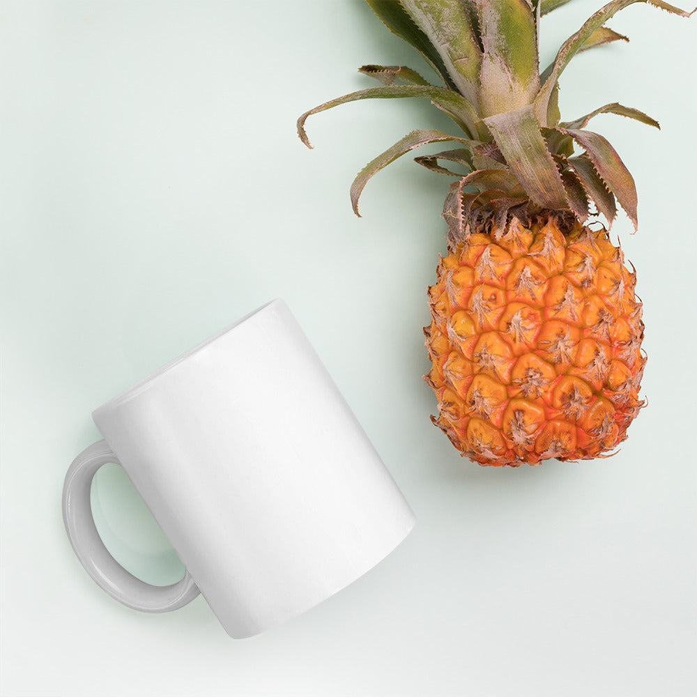 White glossy Dragon mug